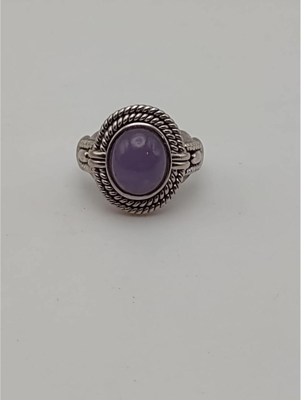 Sterling Silver Lavender Jade Ring 925 CNA Thailand Sz 9